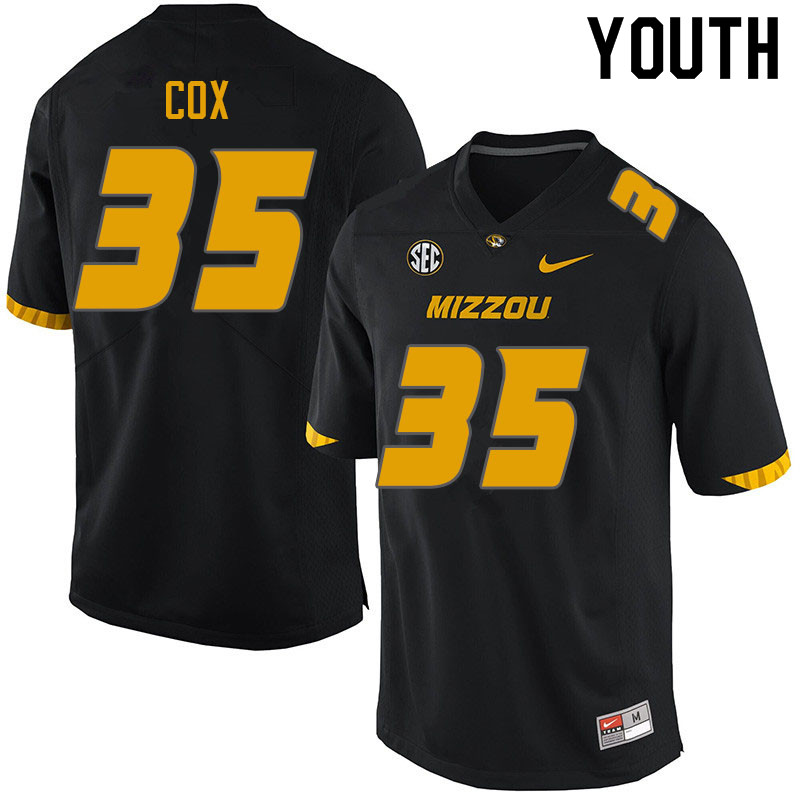 Youth #35 Michael Cox Missouri Tigers College Football Jerseys Sale-Black